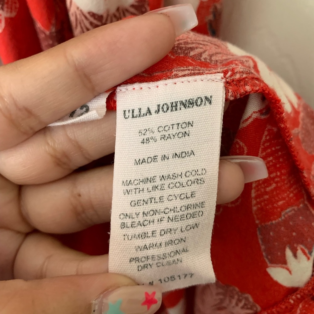 Ulla Johnson Lottie Floral Midi Dress Scarlet Red - Picture 11 of 12
